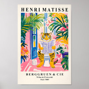 Poster Tigre Em Um Banheiro, Engraçado Arte De Muro De Ba