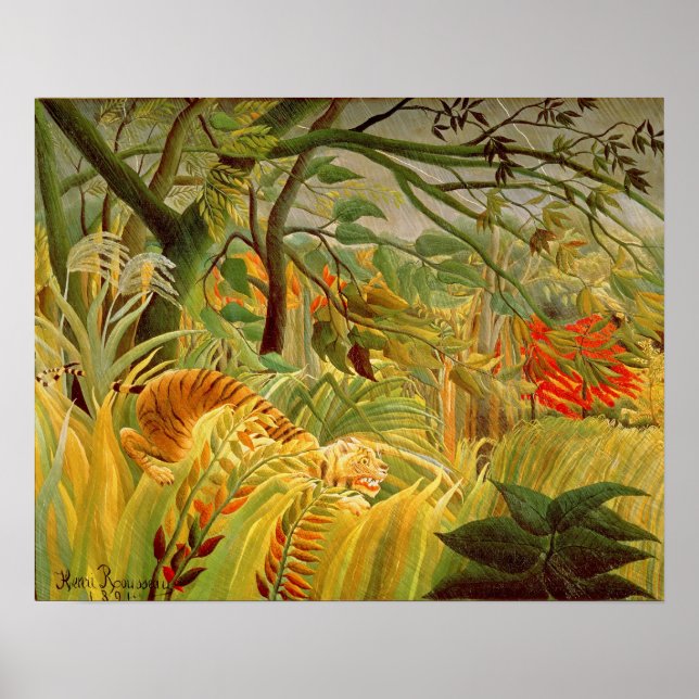 Póster Tigre em uma tempestade tropical 1891 (Frente)