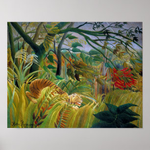 Poster Tigre em uma tempestade tropical, Rousseau