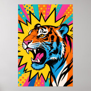 Poster Tigre Feroz  Arte Pop 