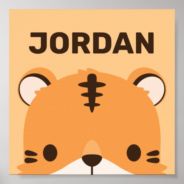 Poster Tigre Fofo com Nome Personalizado (Frente)