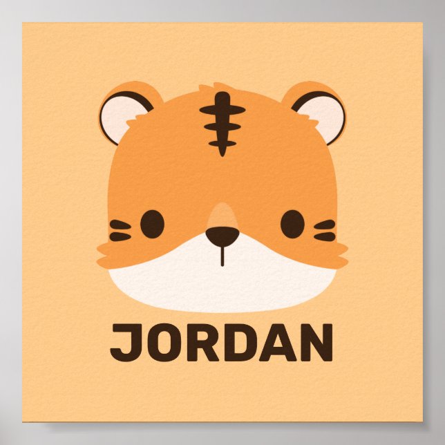 Poster Tigre Fofo com Nome Personalizado  (Frente)
