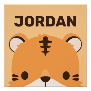 Póster Tigre Fofo com Poster de Nome Personalizado