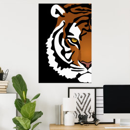 Poster Tigre, Gato Selvagem em Preto