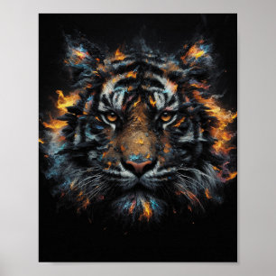 Poster Tigre Inferno – Arte Digital de Tigre Selvagem Ard