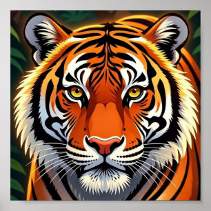 Poster Tigre Majestoso em Harmonia Tropical