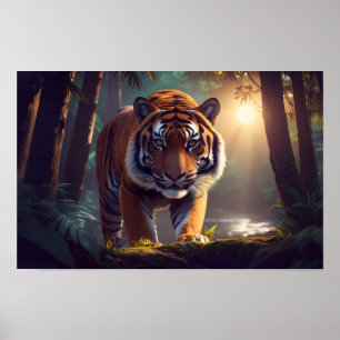 Poster Tigre Majestoso Na Floresta