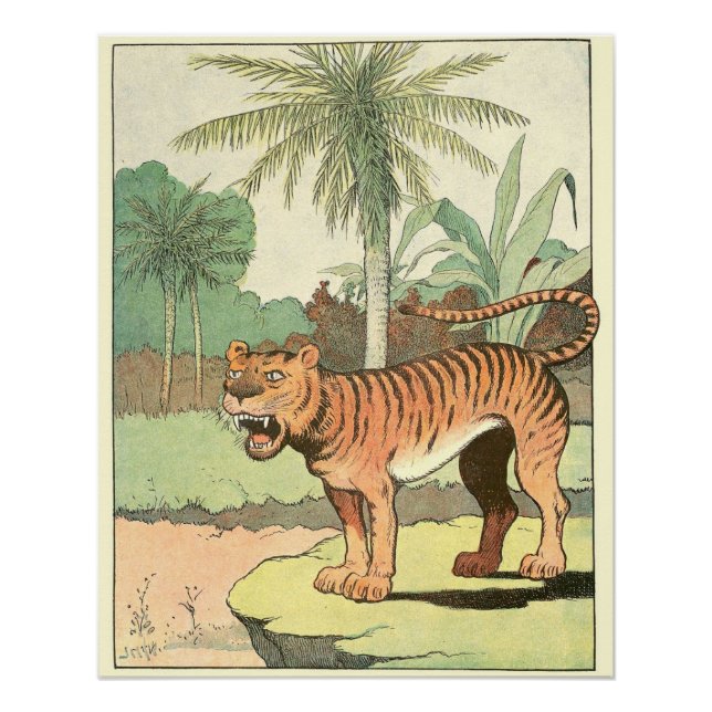 Póster Tigre num Perfeito da Selva Tropical (Frente)