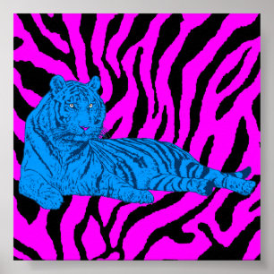 Póster Tigre retro da sala de estar do tigre 80s de Corey