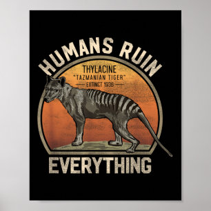 Poster Tigre Tasmânico Thylacine australiano Extinct Anim