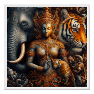 Póster tigre trabalho de arte de espiral