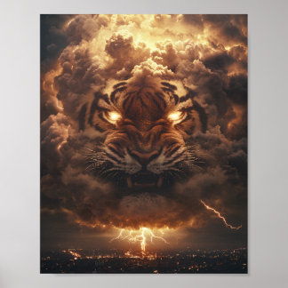 Poster Tigre Trovão Erguendo-se da Tempestade