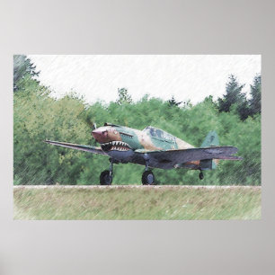 Póster Tigre voador - Desenho P-40