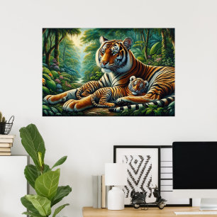 Poster Tigres de Penhor Momento na Pintura da Natureza
