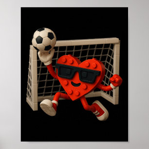 Poster Tijolo de Construção de Coração de Futebol do Dia 