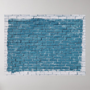 Poster Tijolos de cinza pintados em azul