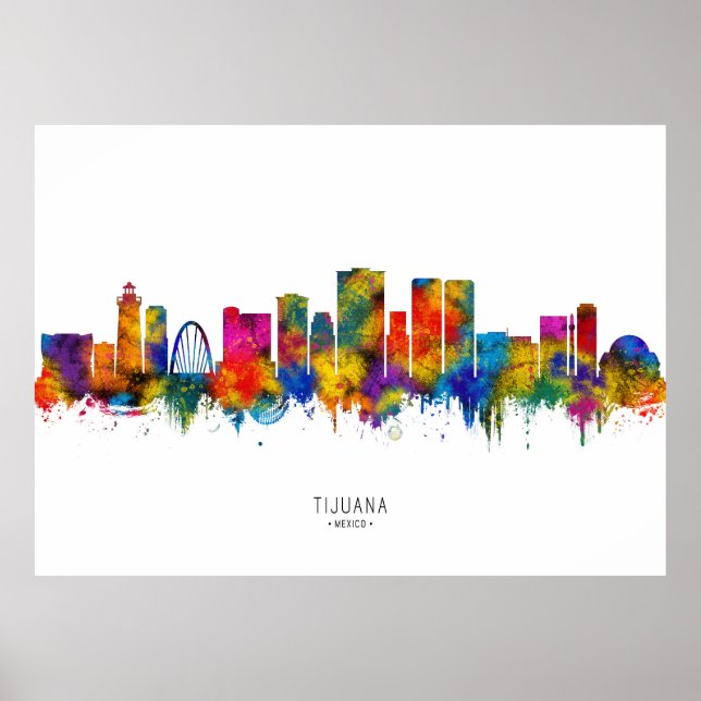 Poster Tijuana Mexico Skyline (Frente)