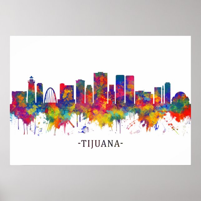 Poster Tijuana Mexico Skyline (Frente)