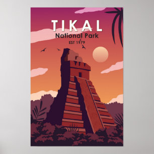 Poster Tikal National Park Guatemala Vintage