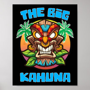 Poster Tiki Big Kahuna Funny Hawaiian Dia de os pais Vaca