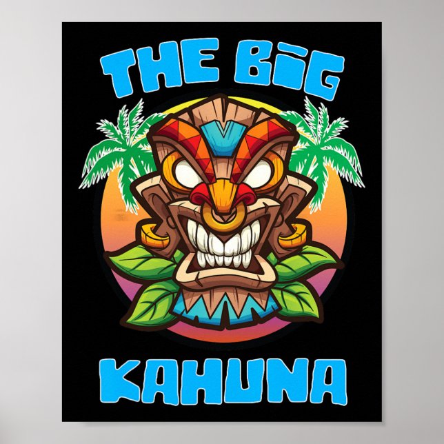 Poster Tiki Big Kahuna Funny Hawaiian Dia de os pais Vaca (Frente)