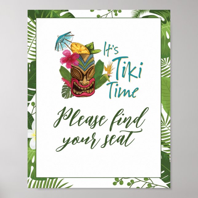 Poster Tiki Time Luau Verão (Frente)