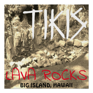 PÓSTER TIKIS E LAVA ROCKS GRANDE ILHA, HAWAII