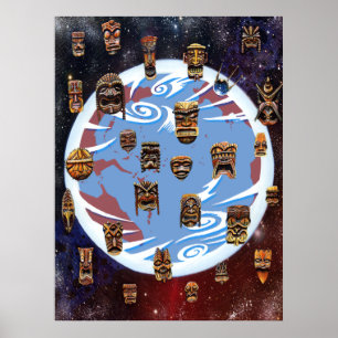 Póster Tikis sobre a terra