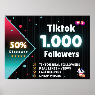 Poster Tiktok 1.000 Seguidores Comprar Tiktok Seguidore