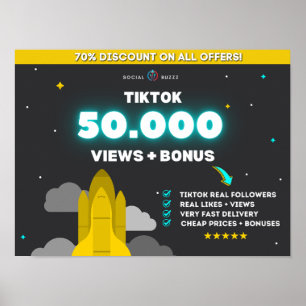 Poster Tiktok 50K Visuews + 10K Likes Comprar Tiktok Fo