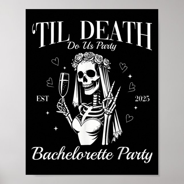 Poster Til Death Do U Party Retro Halloween Bachelorette (Frente)