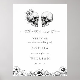 Poster Til Death Gothic Floral Skull Black Casal Sinal