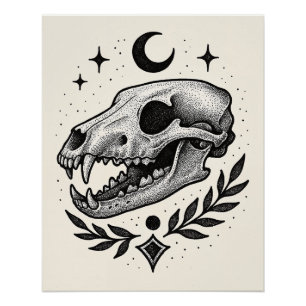 Póster Tilacina Crânio - Design inspirado na tatuagem