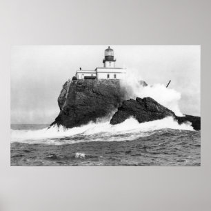 Póster Tillamook, farol de Oregon perto do beira-mar, OU