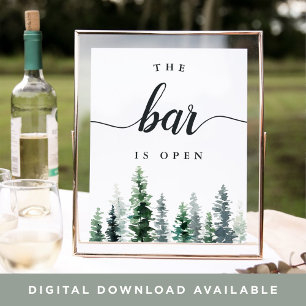 Poster Timber Grove "The Bar is Open" Wedding Sign