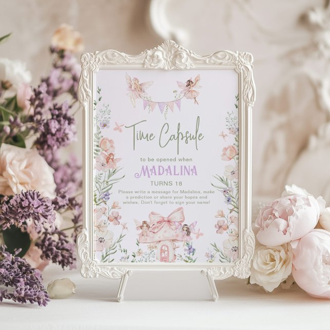 Poster Time Capsule Whimsical garden Fairy First Birthday (Criador carregado)