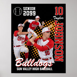 Poster Time de Beisebol Foto Personalizada Noite de Forma