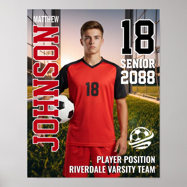 Poster Time de Futebol Americano Sênior Foto Personalizad (Frente)