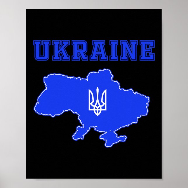 Poster Time de Futebol da Ucrânia Mapa Ukr e Jersey Tride (Frente)