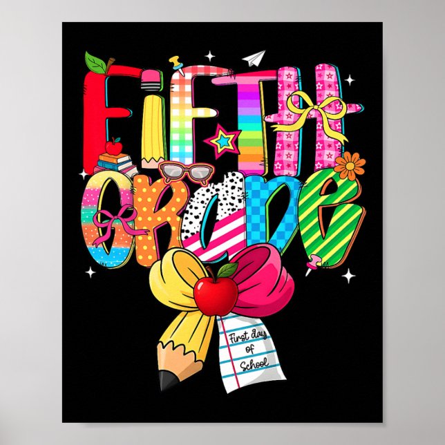 Poster Time de Sonho da 5ª Série Preppy de Volta às Aulas (Frente)