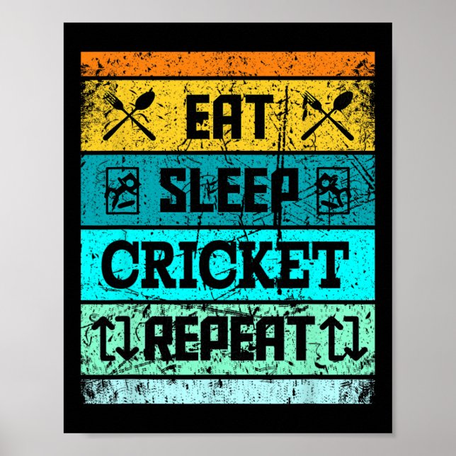 Poster Time Esportivo Críquete Equipe Comer Dormir Jerse  (Frente)