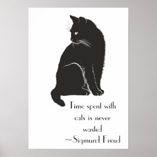 Póster Time Spent With Cats is Never Wasted Freud Quote
