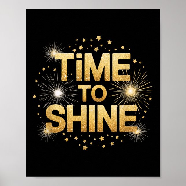 Poster Time To Shine Motivational Sparkle Design With Sta (Frente)