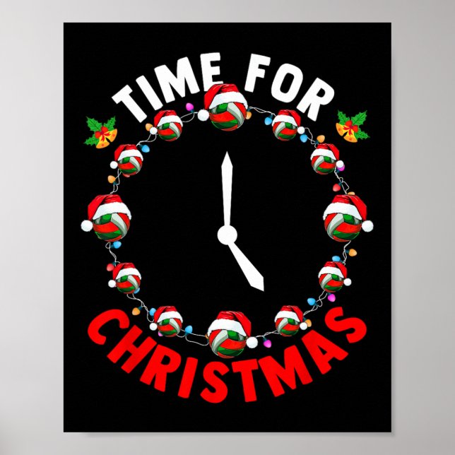 Poster Time Xmas Costume Voleibol Como Relógio Fu (Frente)