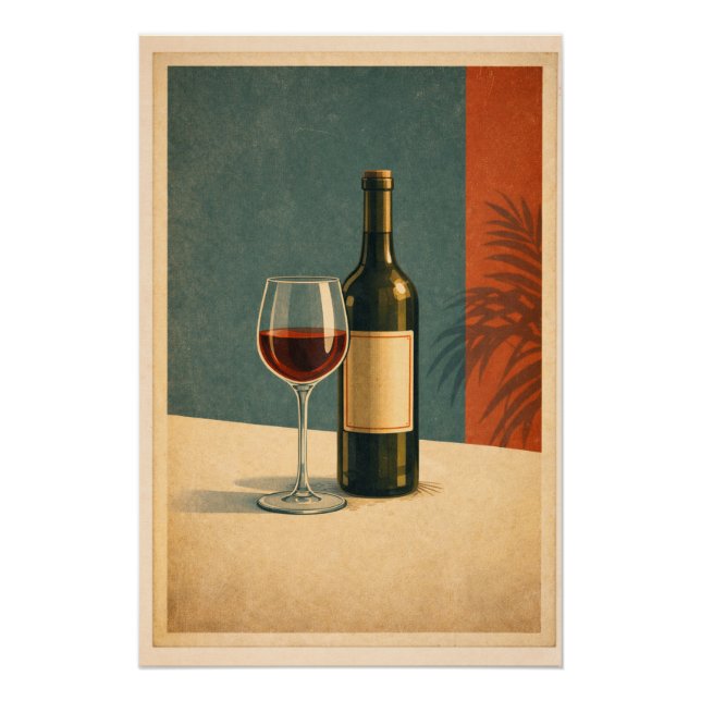 Póster Timeless Red Wine Retro Bar Cart Poster (Frente)