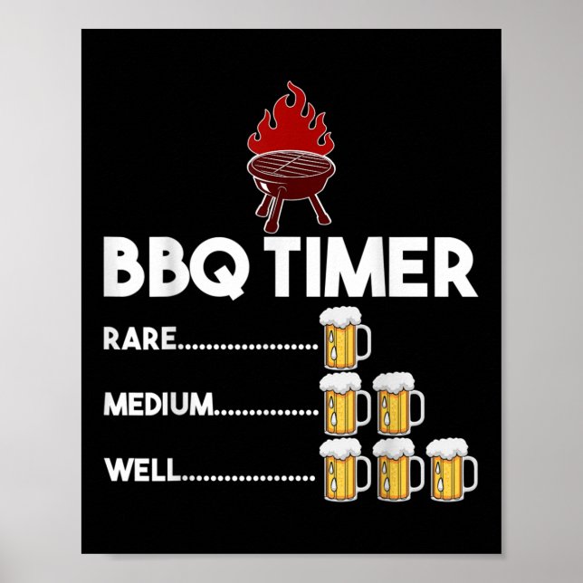 Poster Timer De Cerveja De Churrasco Médio Muito Engraçad (Frente)