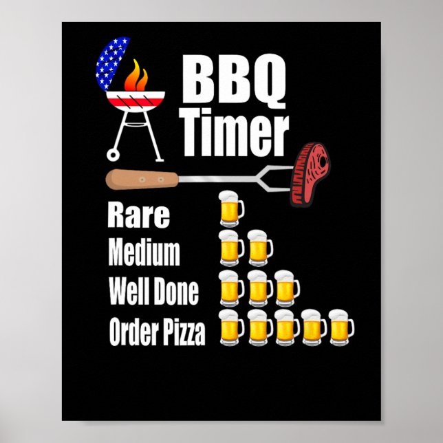 Poster Timer Engraçado de Churrasco - Presente de Grill G (Frente)