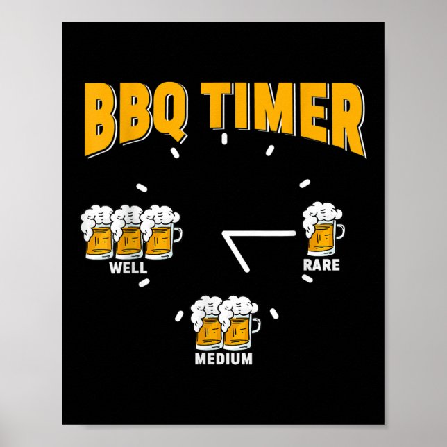 Poster Timer Engraçado do Churrasco - Festa Barbecue Gril (Frente)