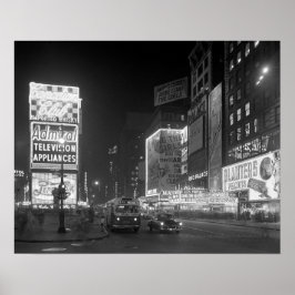 Póster Times Square à Noite, 1953. Vintage Photo