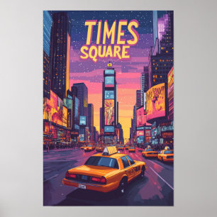 Poster Times Square NYC Arte Ilustração Vintage Viagem